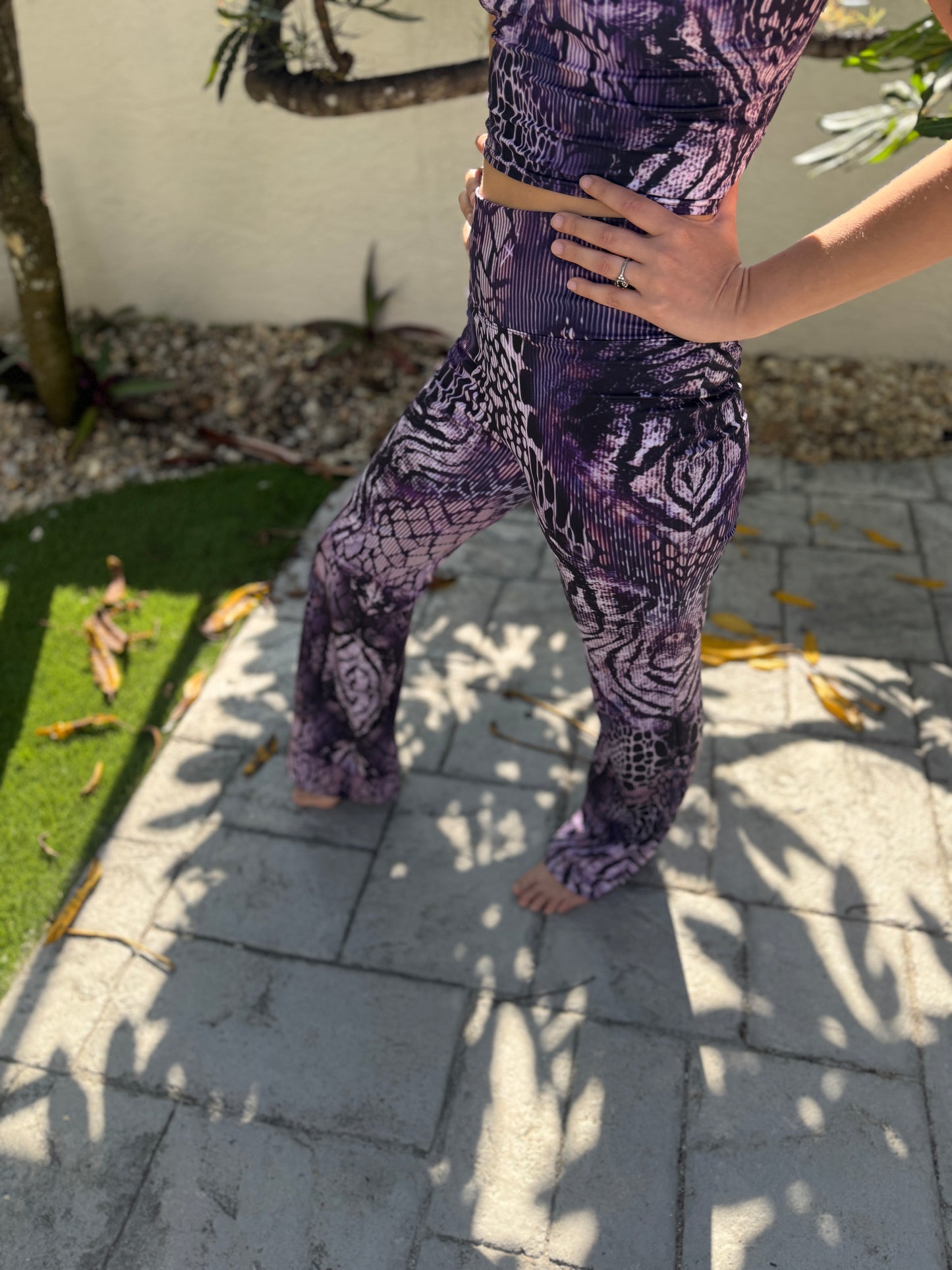 Multi Animal Print Purple Flare Leggings
