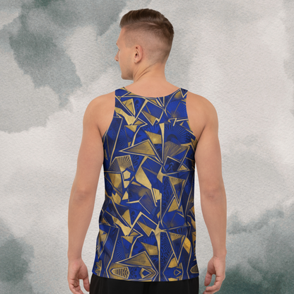 Blue & Gold Abstract Geometric Psychedelic Bro Tank