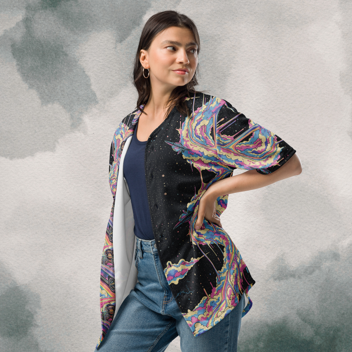 Retro Cosmic Cotton Candy Swirl EDM Jersey