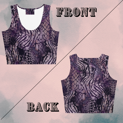 Purple Multi Print Animal Print Crop Top