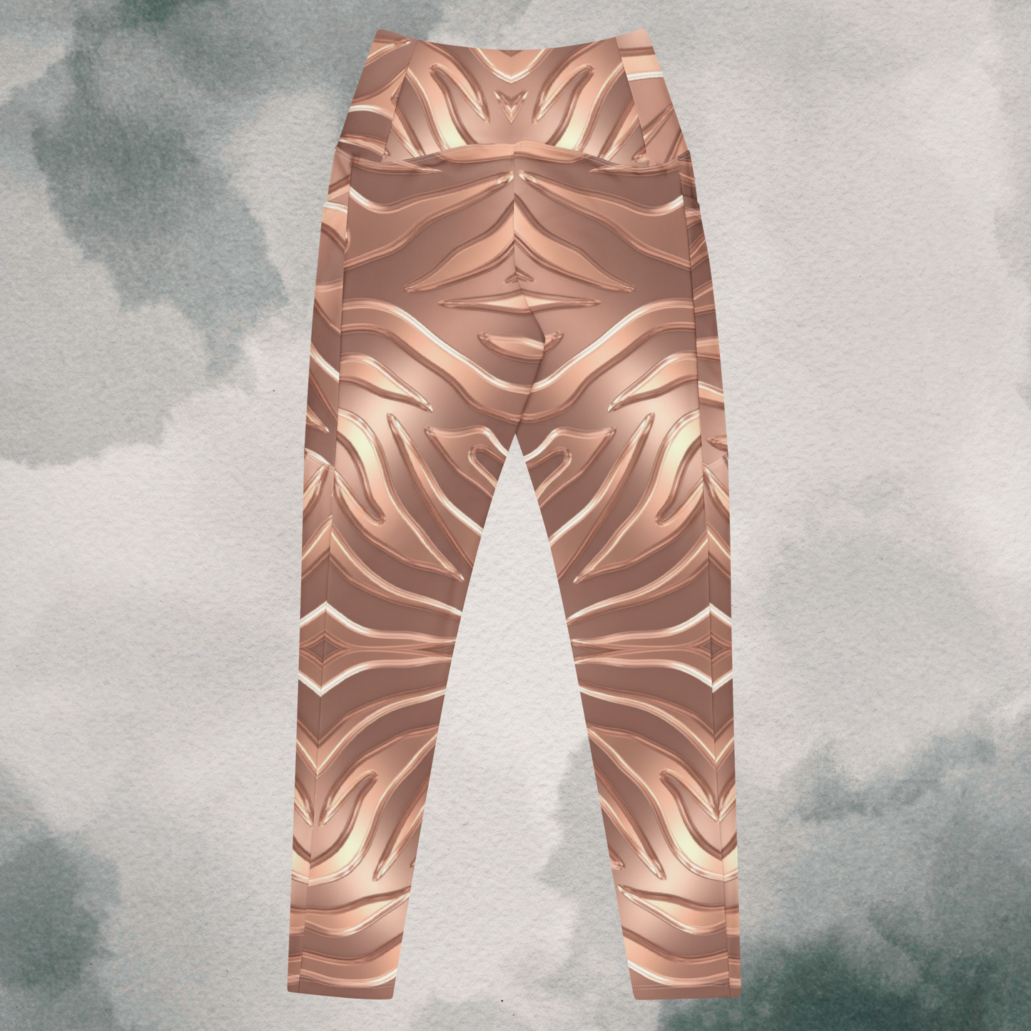 Rose Gold Tiger - Crossover Leggings With Pockets