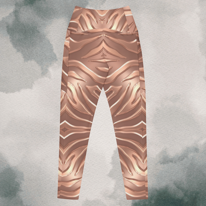 Rose Gold Tiger - Crossover Leggings With Pockets