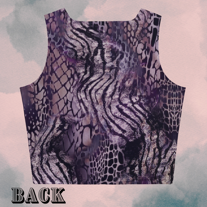Purple Multi Print Animal Print Crop Top