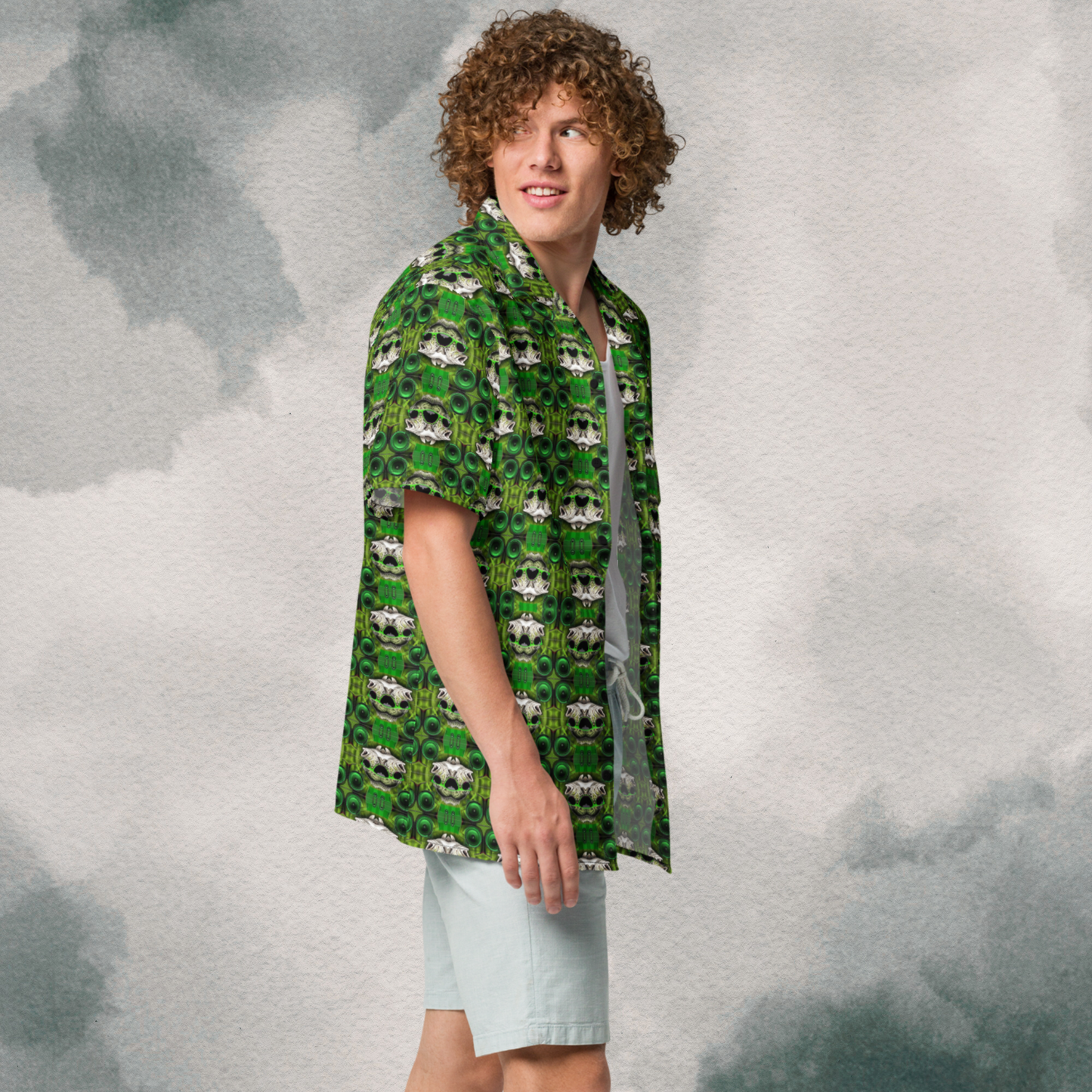 Dubstep Bass Fish Festival Button-Up