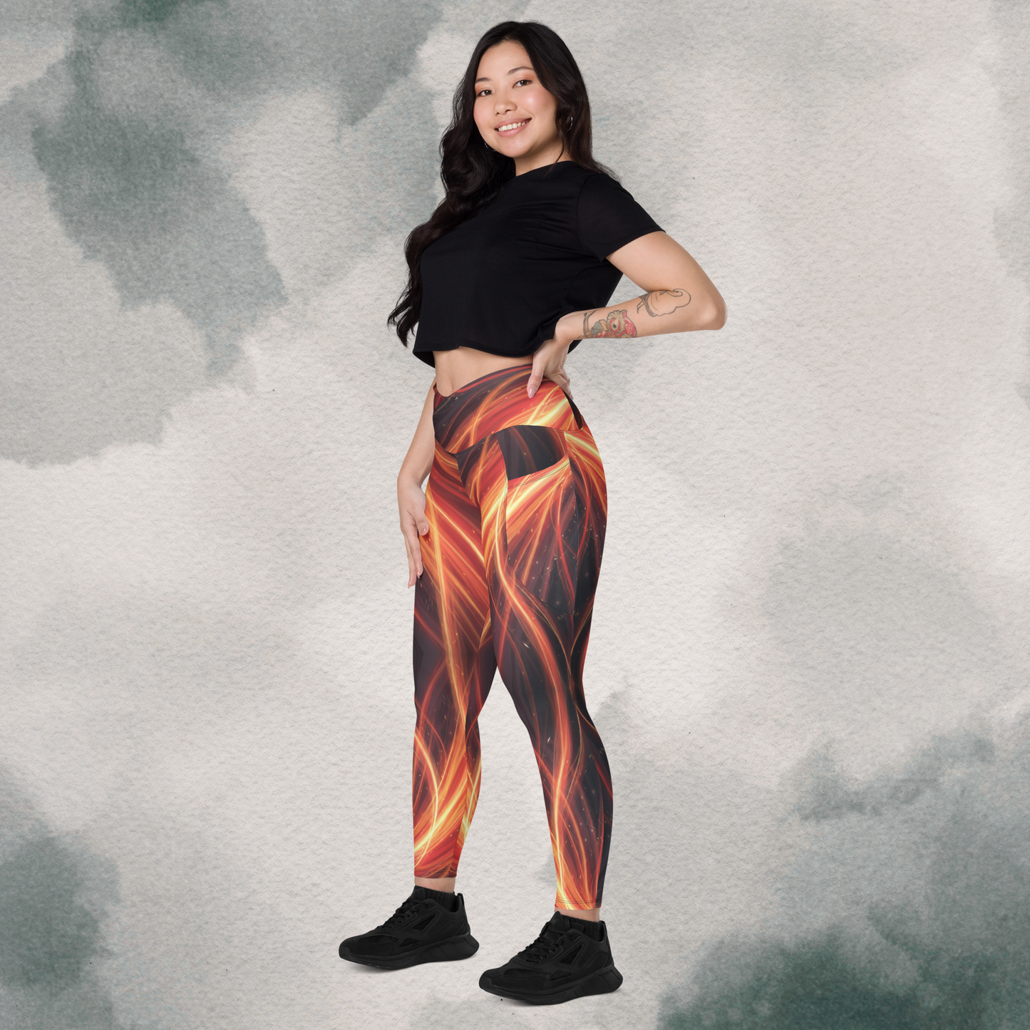 Girl on Fire - Crossover Leggings With Pockets