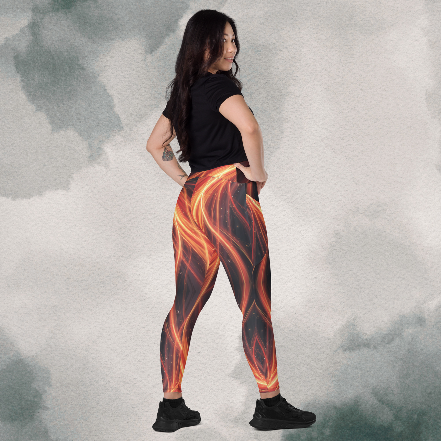Girl on Fire - Crossover Leggings With Pockets