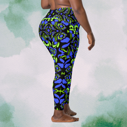Blue + Green Trippy Crossbody Leggings With Pockets