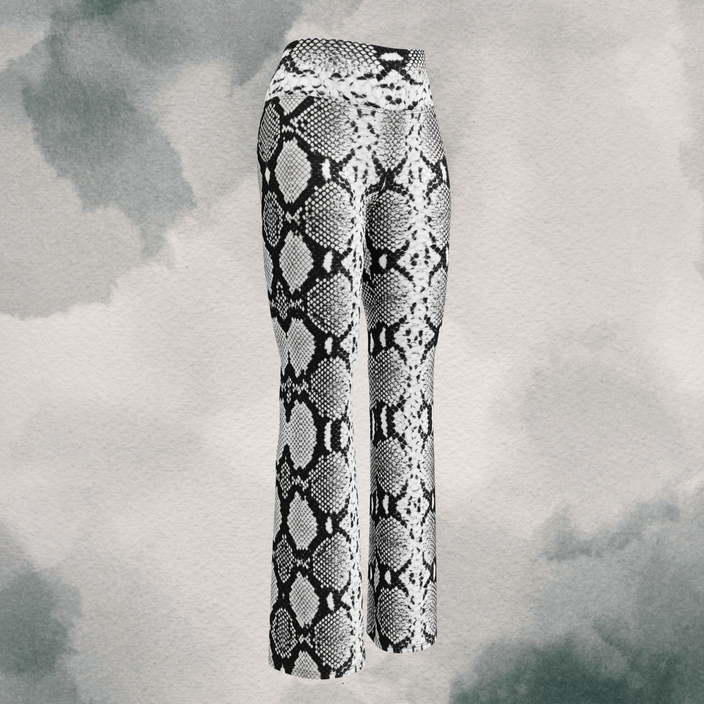 Snake Skin - Black & White - Flare leggings