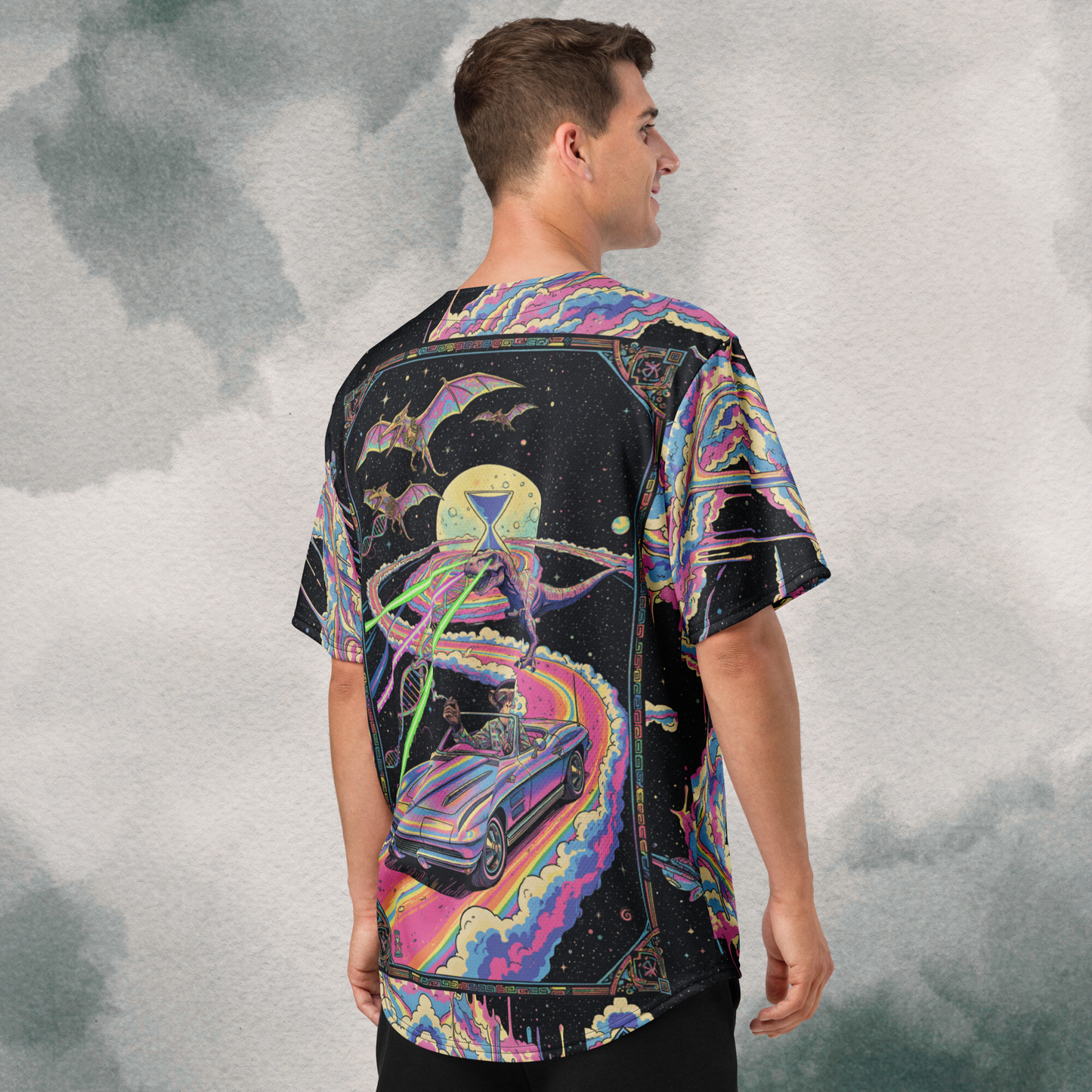 Retro Cosmic Cotton Candy Swirl EDM Jersey