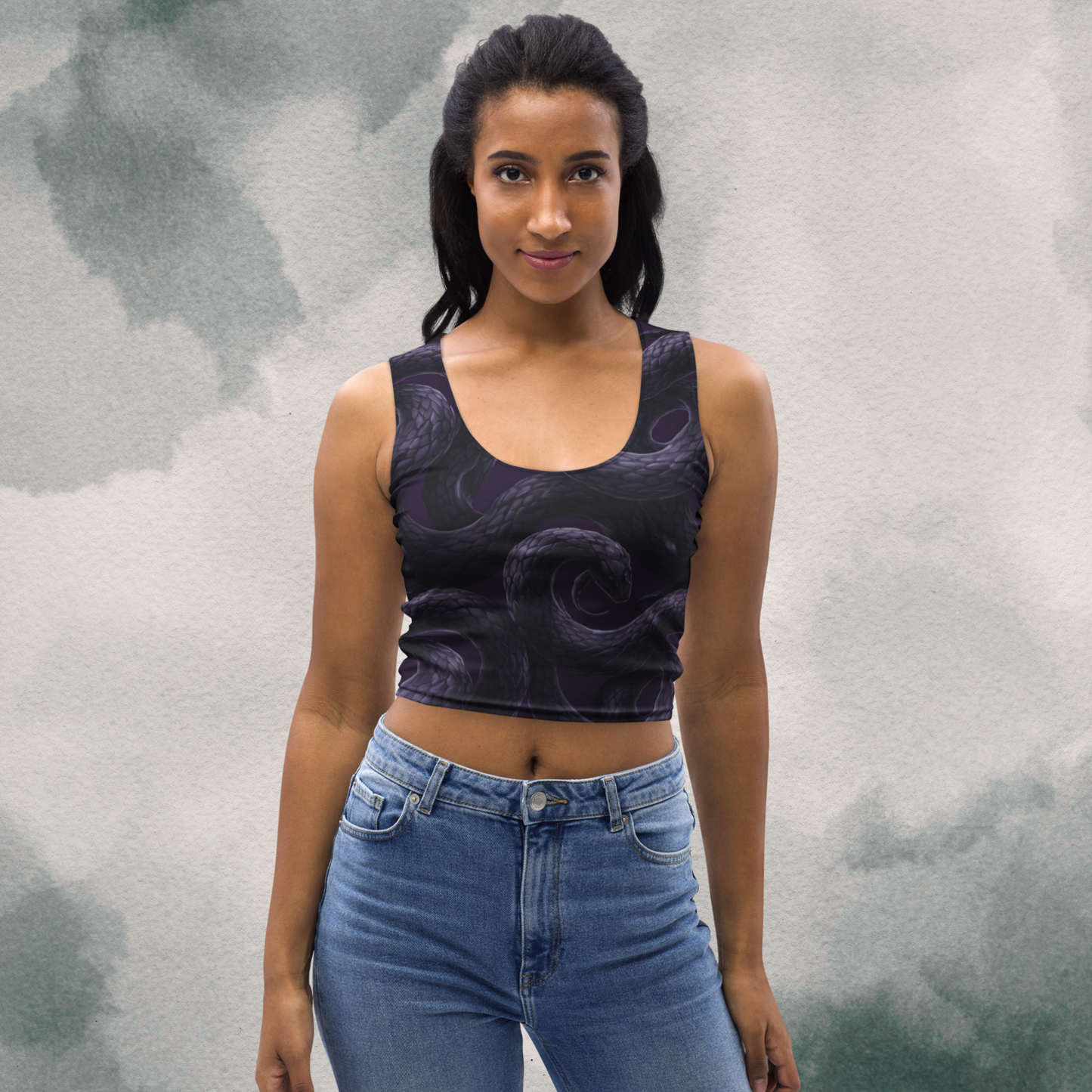 Purple Undertone Snake Crop Top