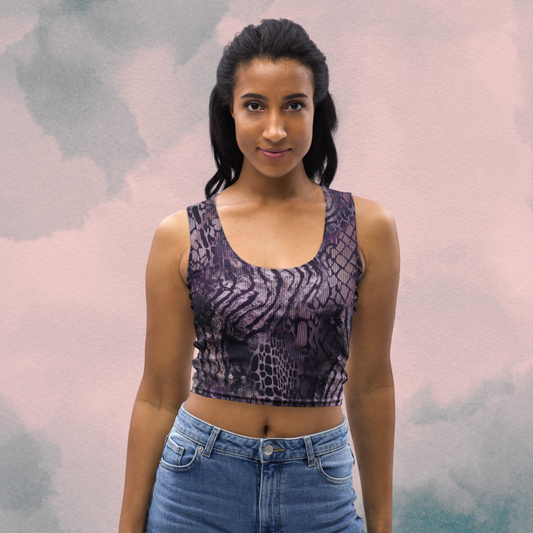 Purple Multi Print Animal Print Crop Top
