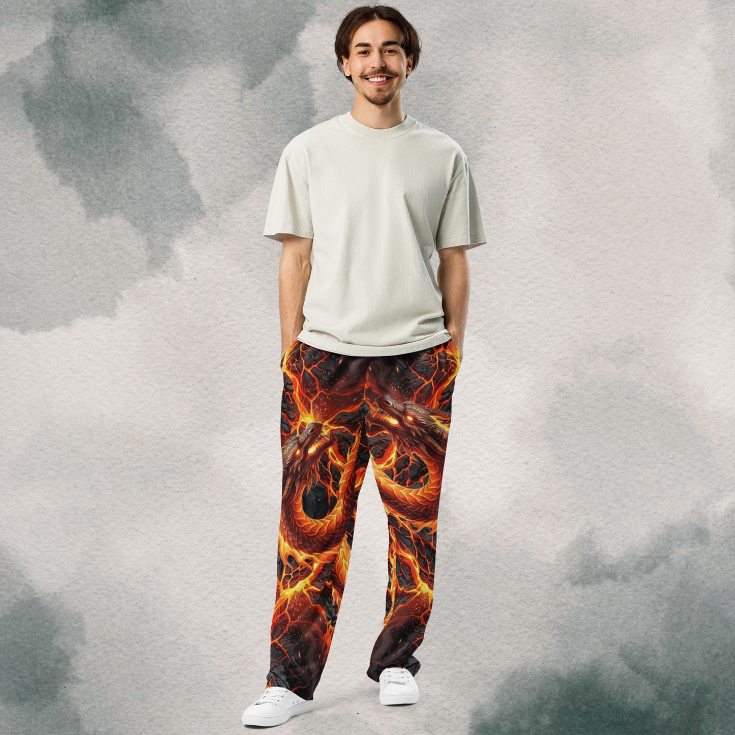 Lava Cracking & Dragon Wide-Leg Joggers