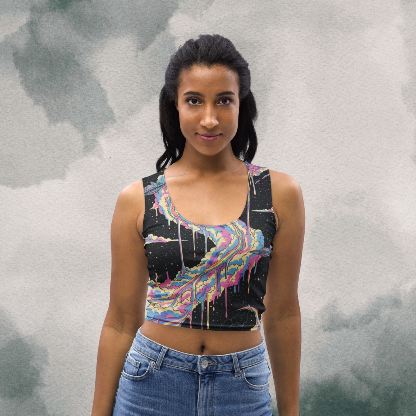 Melting Cotton Candy Nebulas Crop Top