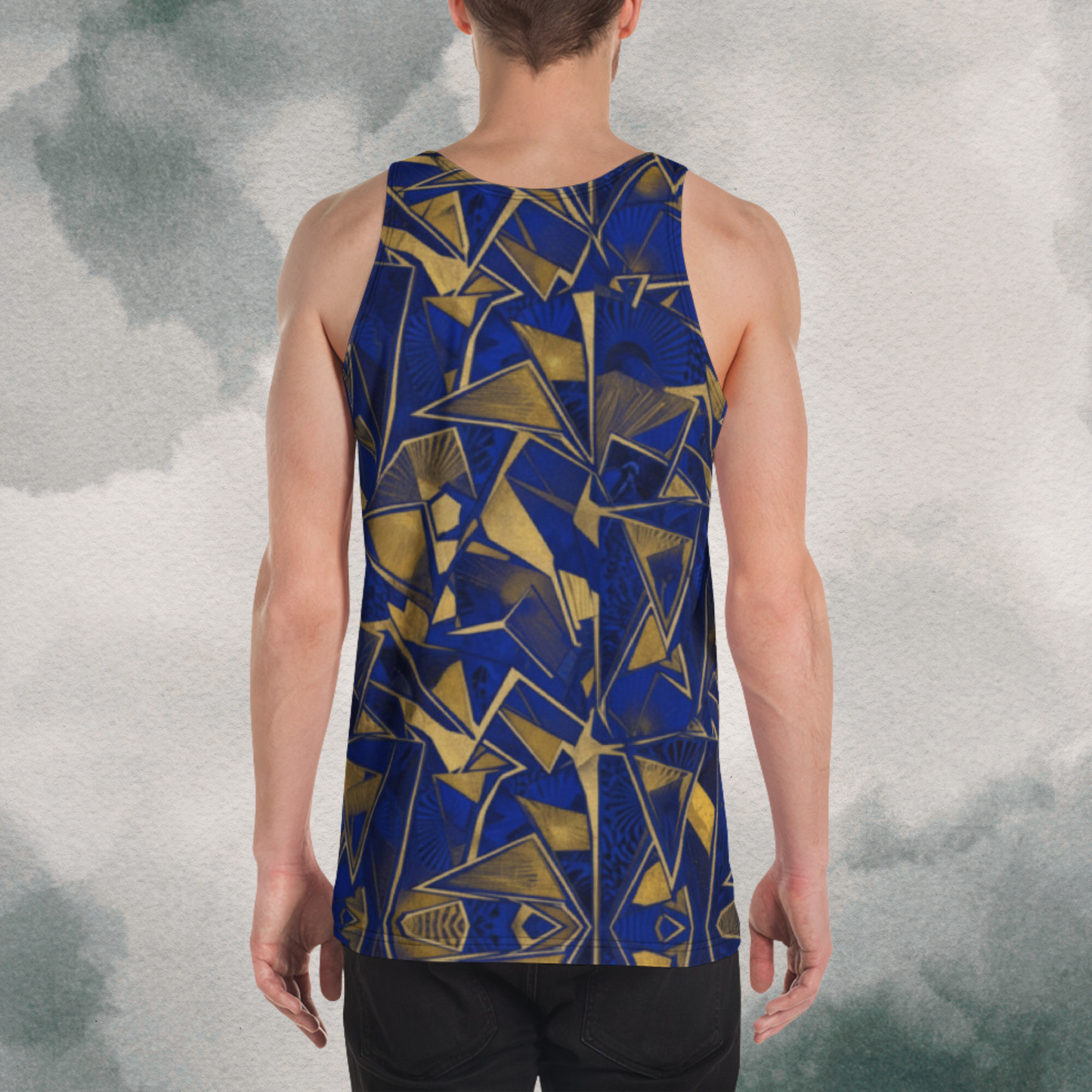 Blue & Gold Abstract Geometric Psychedelic Bro Tank