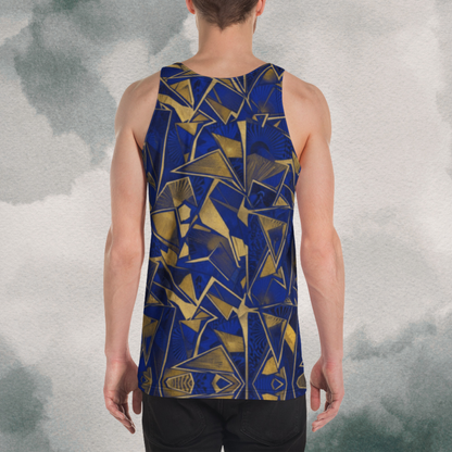 Blue & Gold Abstract Geometric Psychedelic Bro Tank