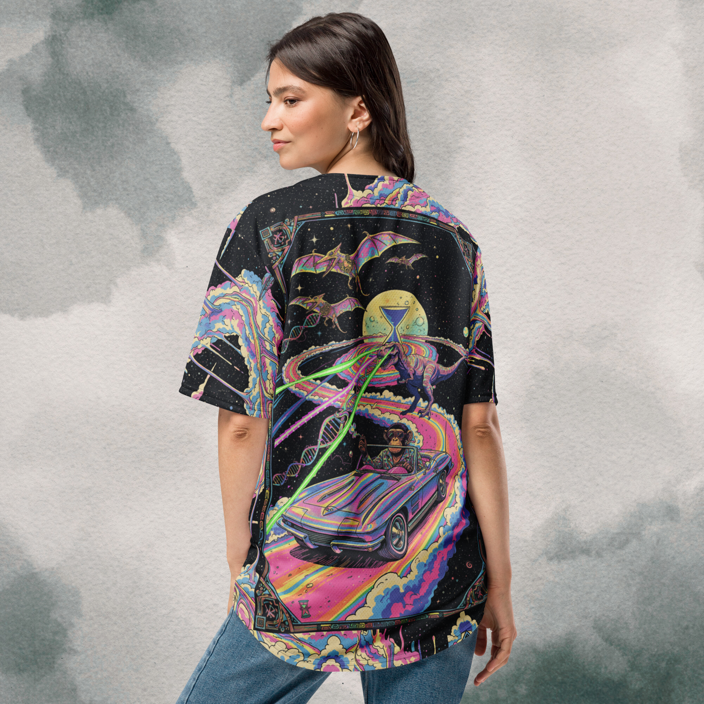 Retro Cosmic Cotton Candy Swirl EDM Jersey