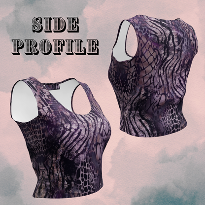 Purple Multi Print Animal Print Crop Top