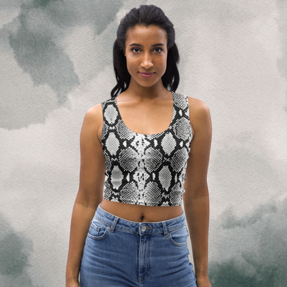 Snake Skin  Black & White Crop Top