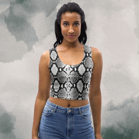 Snake Skin  Black & White Crop Top