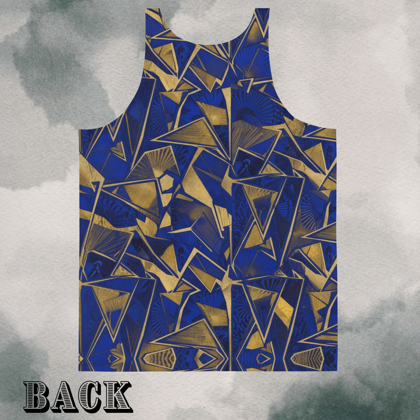 Blue & Gold Abstract Geometric Psychedelic Bro Tank