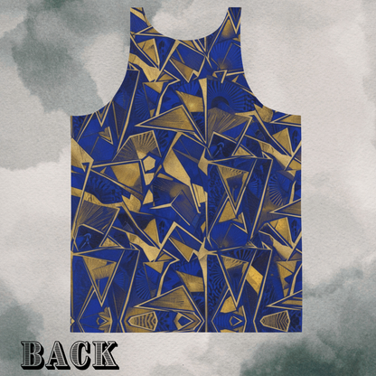 Blue & Gold Abstract Geometric Psychedelic Bro Tank