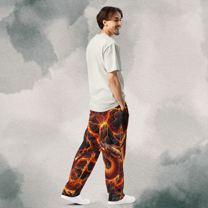 Lava Cracking & Dragon Wide-Leg Joggers