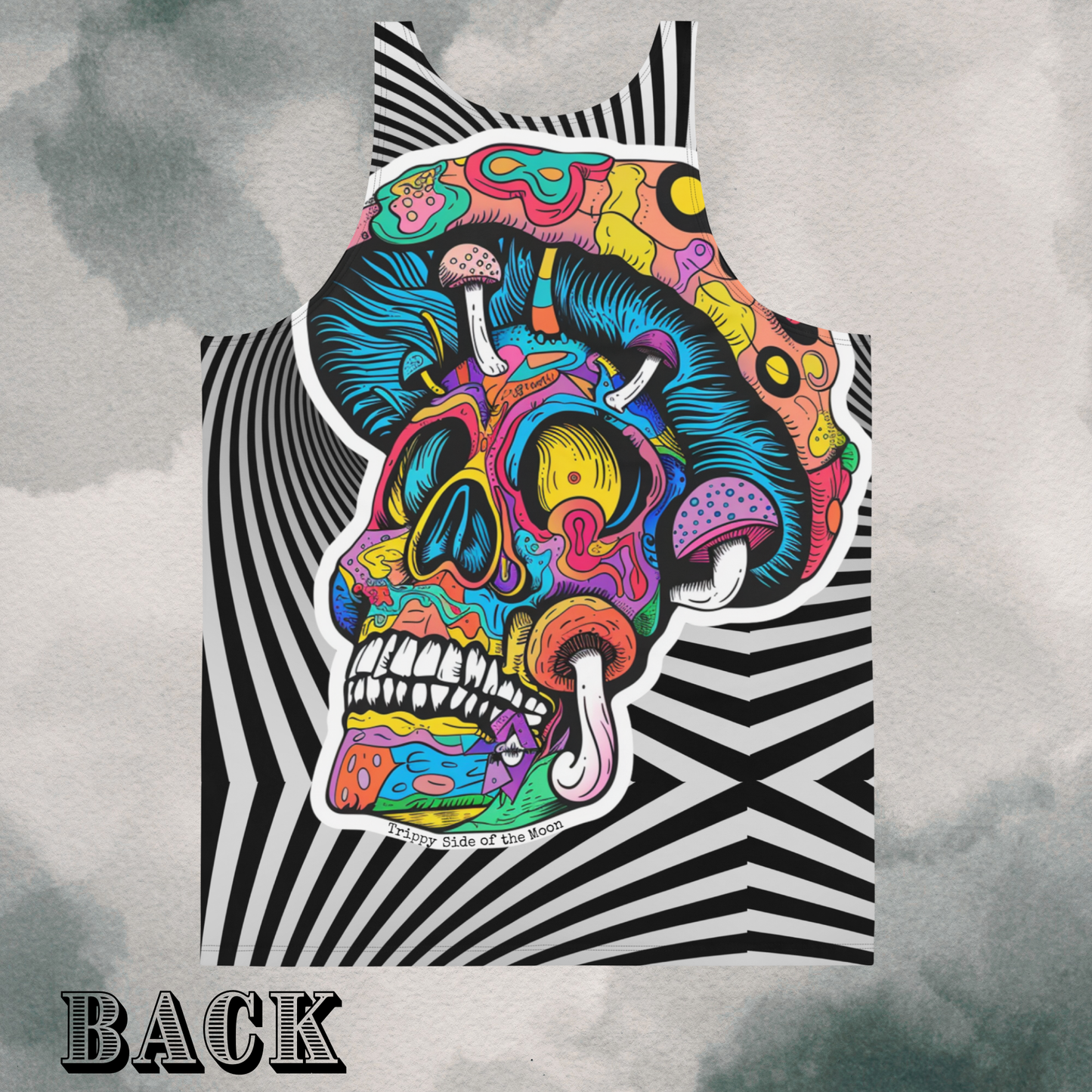 Men's Psychedelic Skull Mushroom Tank | Optical Illusion Black & White Festival Wear