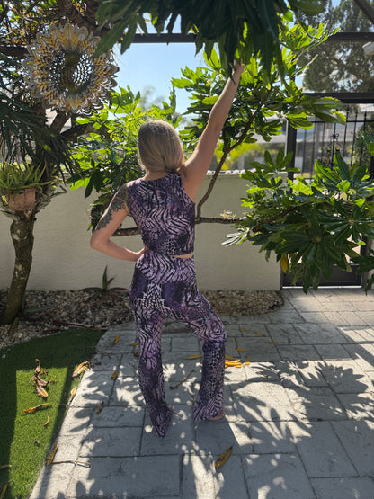 Multi Animal Print Purple Flare Leggings