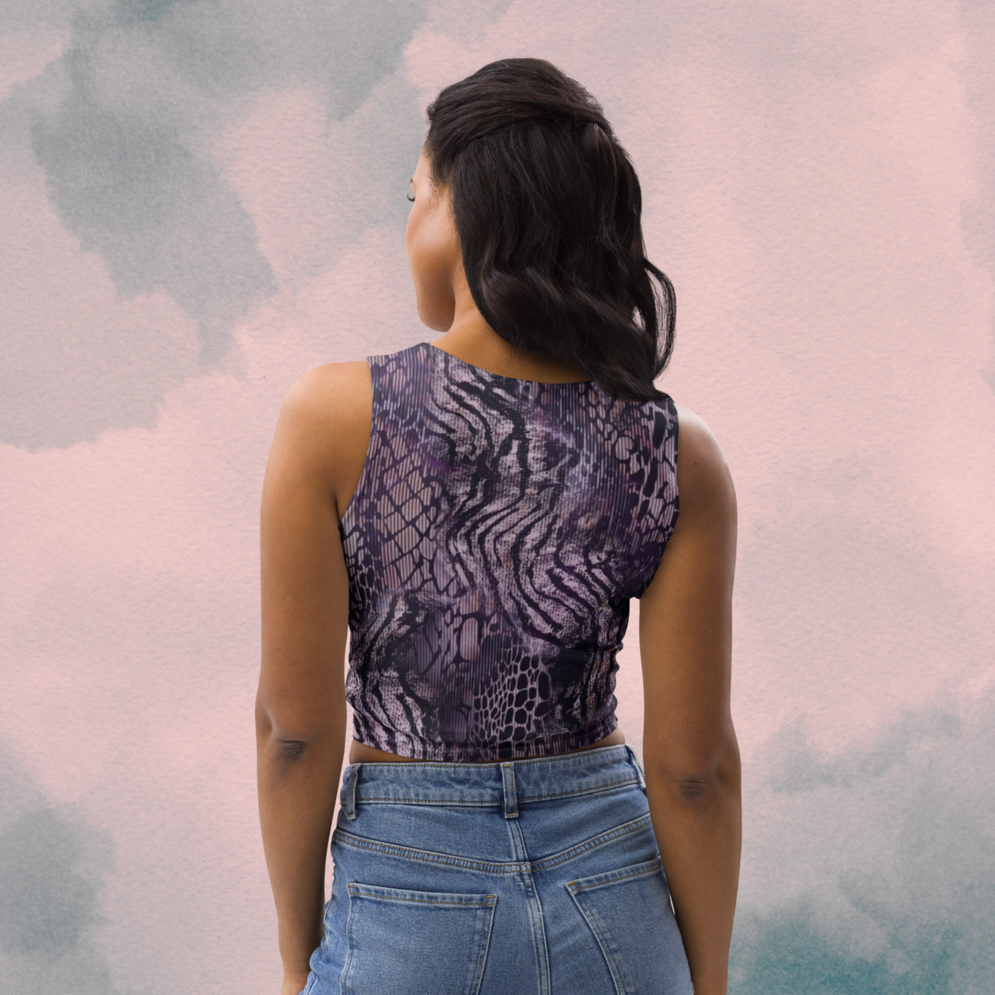 Purple Multi Print Animal Print Crop Top