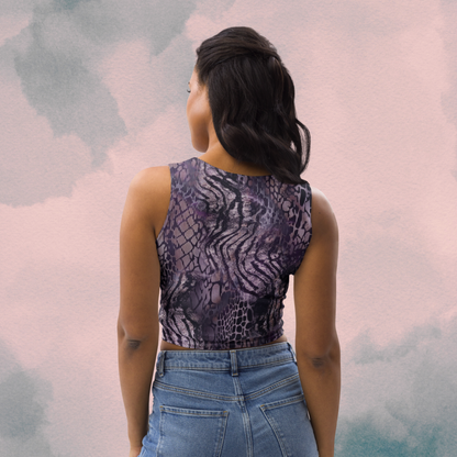 Purple Multi Print Animal Print Crop Top