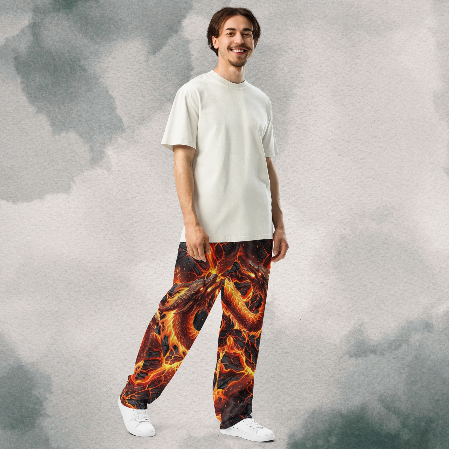 Lava Cracking & Dragon Wide-Leg Joggers