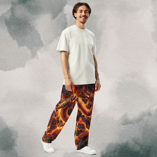 Lava Cracking & Dragon Wide-Leg Joggers
