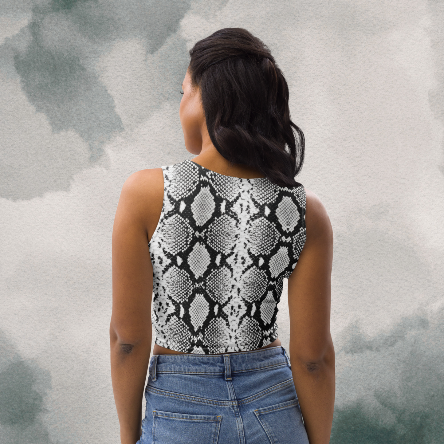 Snake Skin  Black & White Crop Top