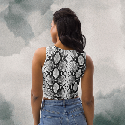 Snake Skin  Black & White Crop Top