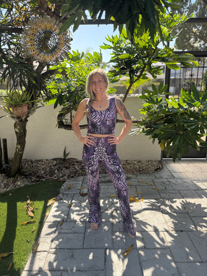 Multi Animal Print Purple Flare Leggings