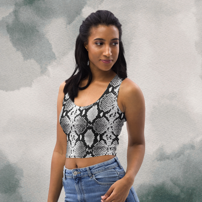 Snake Skin  Black & White Crop Top
