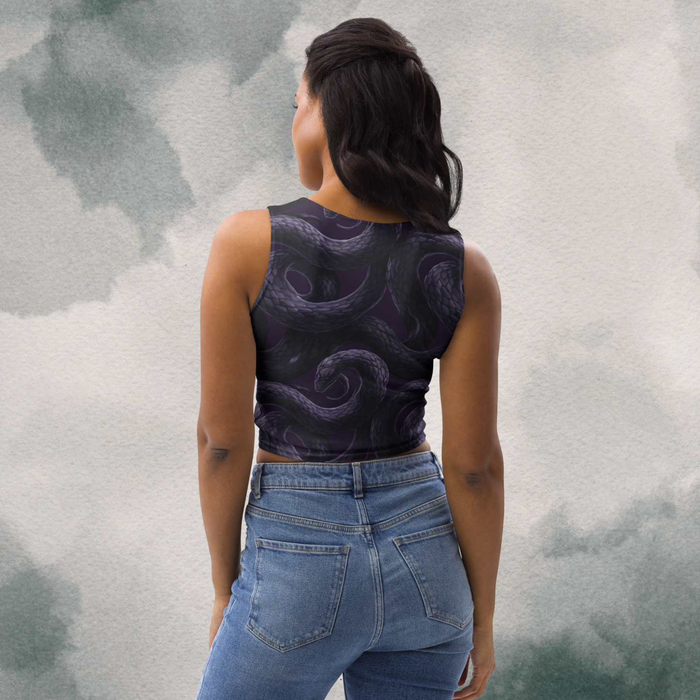 Purple Undertone Snake Crop Top