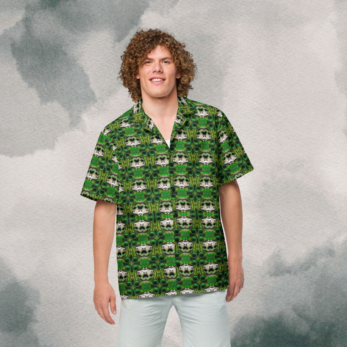 Dubstep Bass Fish Festival Button-Up