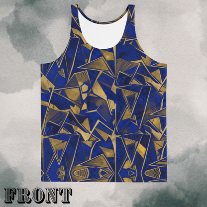 Blue & Gold Abstract Geometric Psychedelic Bro Tank