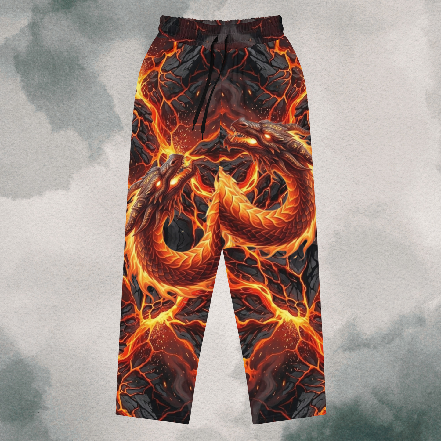 Lava Cracking & Dragon Wide-Leg Joggers
