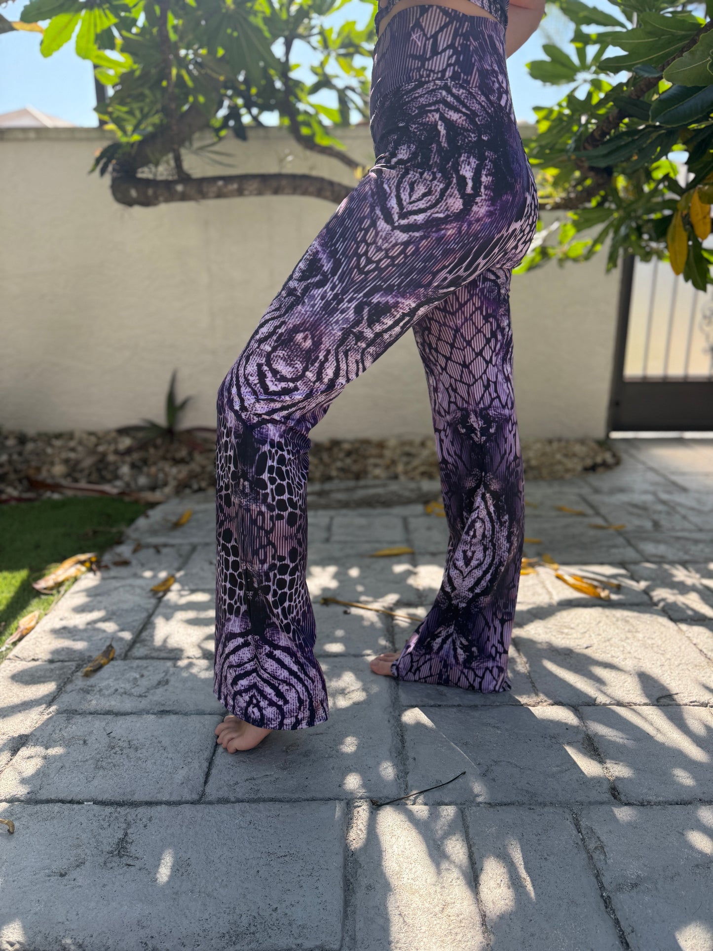 Multi Animal Print Purple Flare Leggings