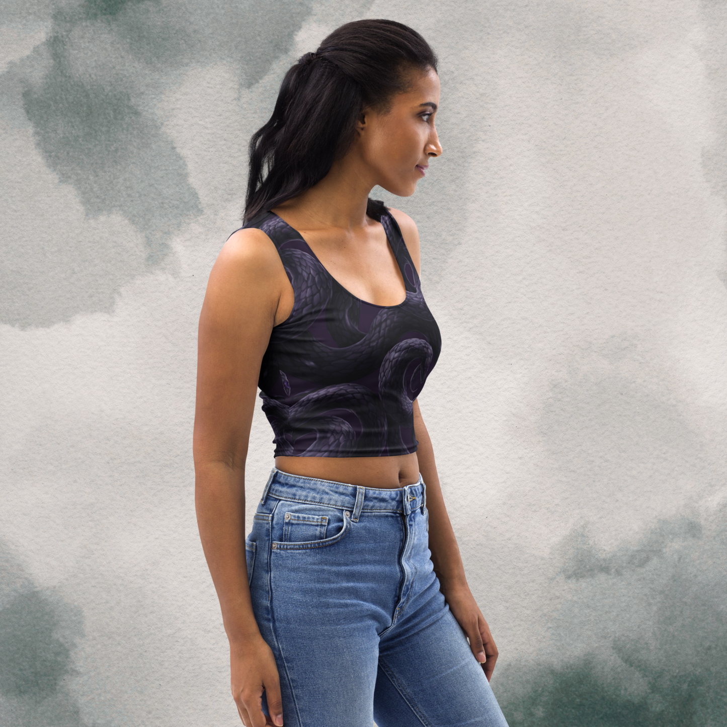 Purple Undertone Snake Crop Top