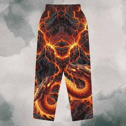 Lava Cracking & Dragon Wide-Leg Joggers