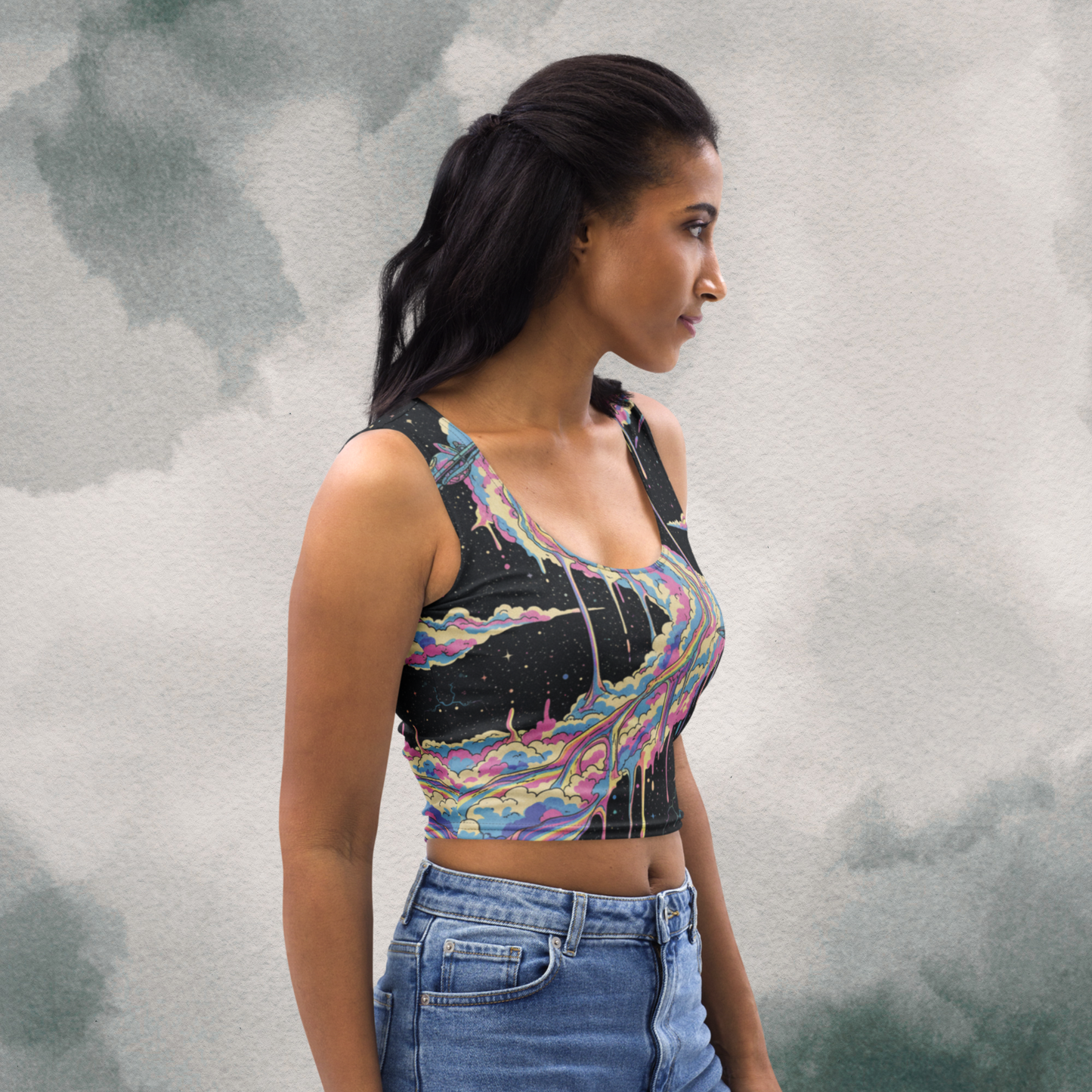 Melting Cotton Candy Nebulas Crop Top
