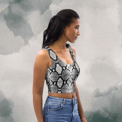 Snake Skin  Black & White Crop Top