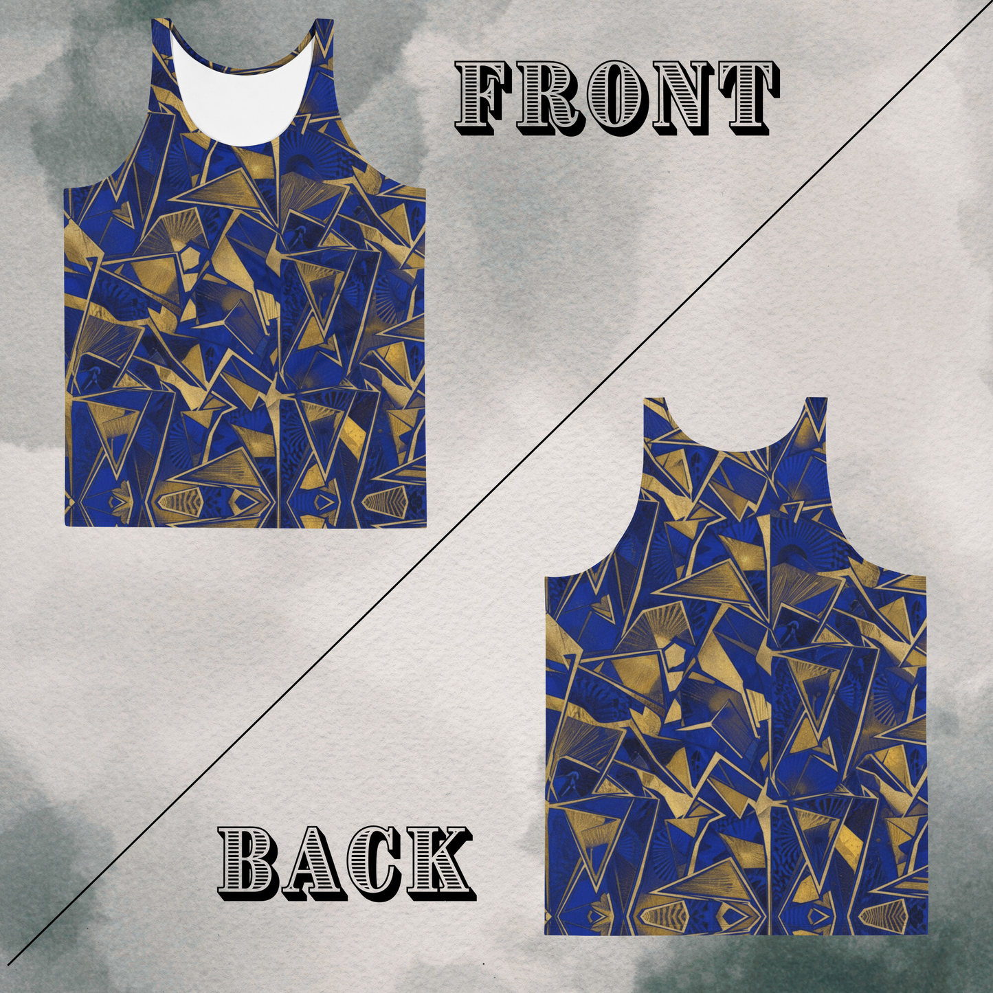Blue & Gold Abstract Geometric Psychedelic Bro Tank
