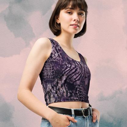 Purple Multi Print Animal Print Crop Top