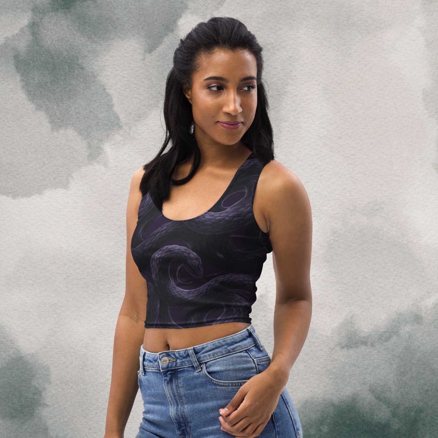 Purple Undertone Snake Crop Top
