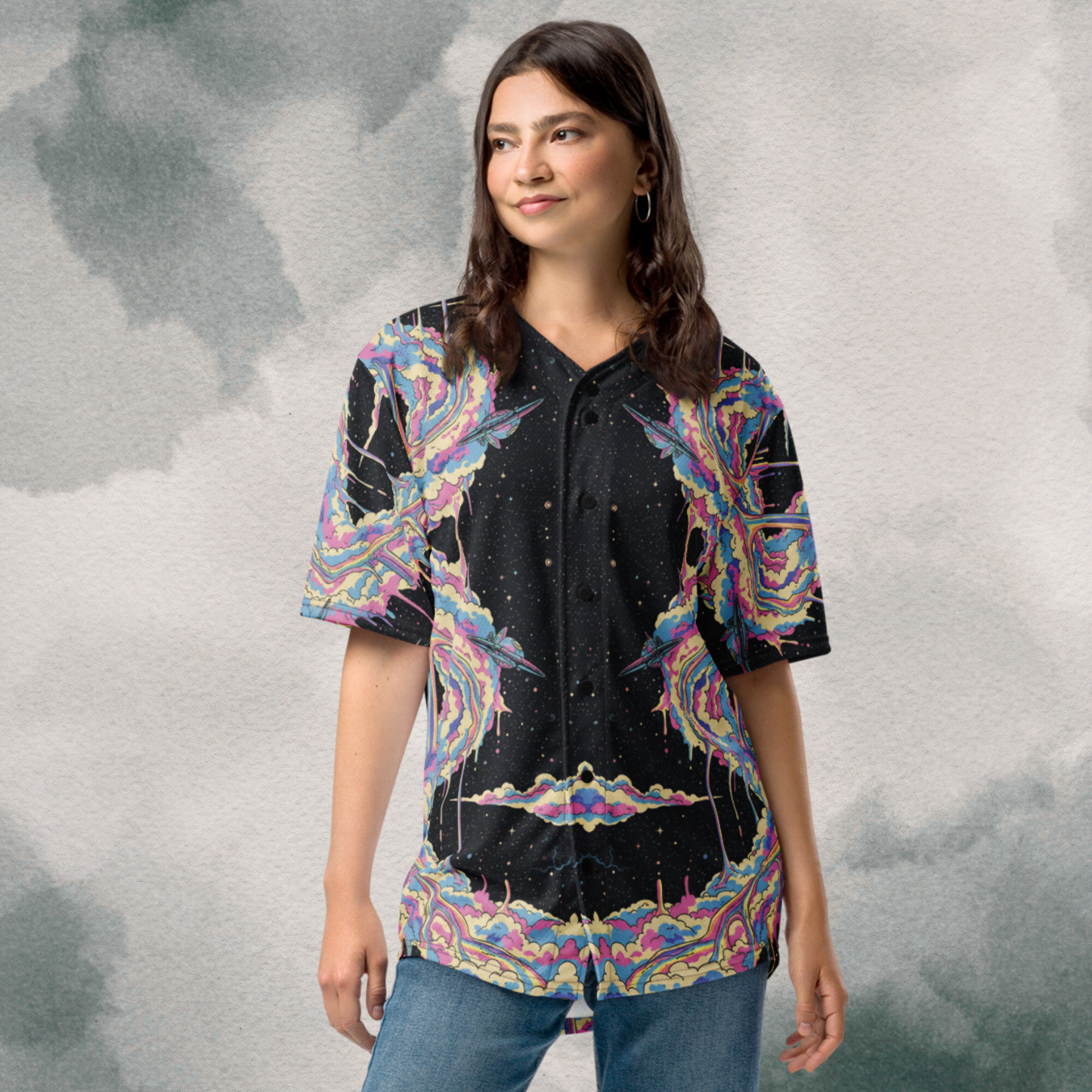 Retro Cosmic Cotton Candy Swirl EDM Jersey