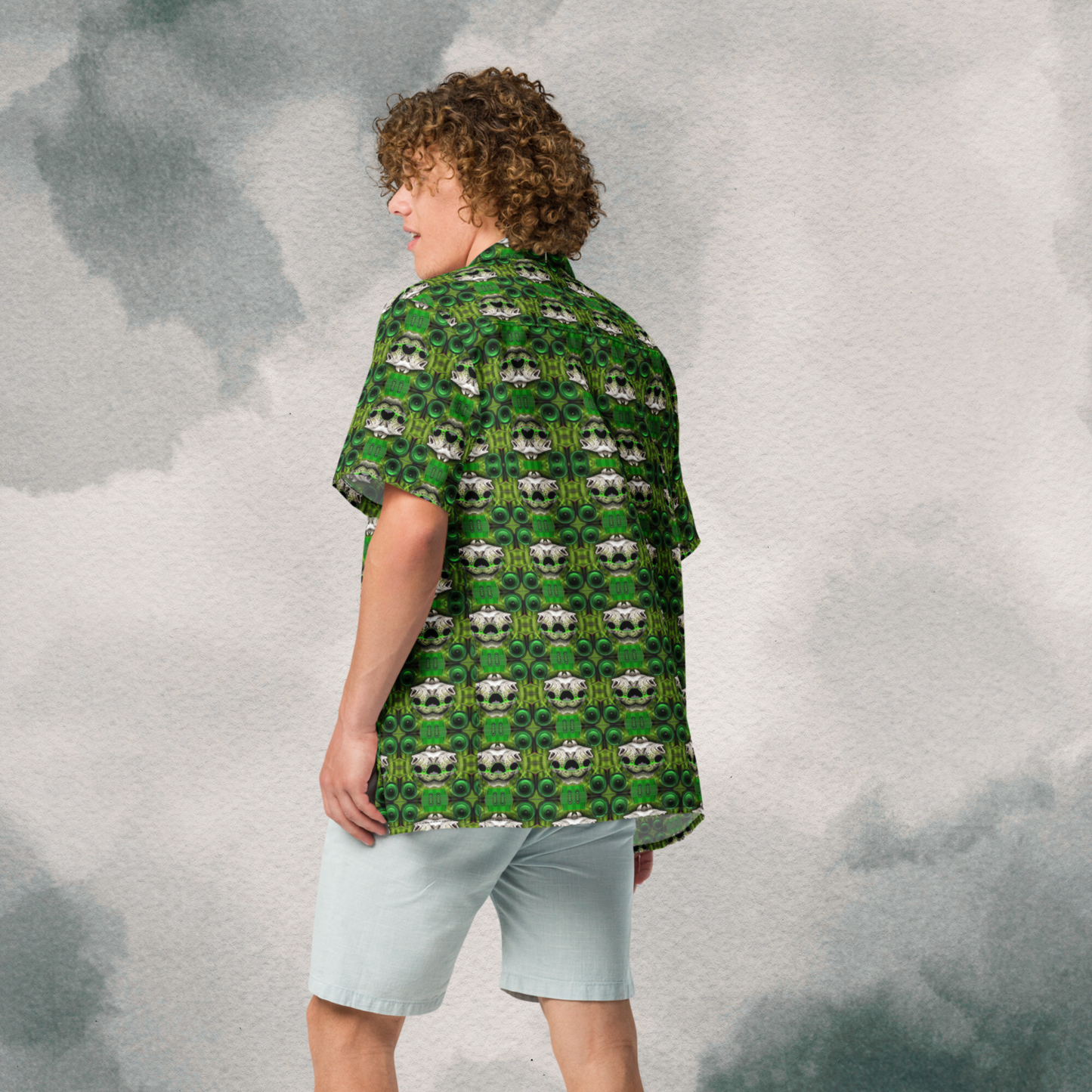 Dubstep Bass Fish Festival Button-Up